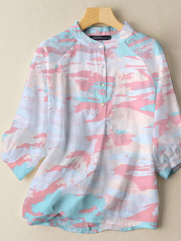 Tie Dye Stand Collar Blouse
