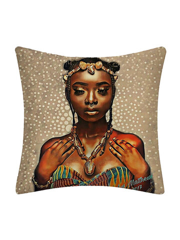 Beauty Woman Pillow Caso Funda de cojín de lino para almohada Hogar Coche suministros