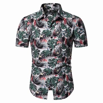 

Source Season New Floral Thin Section Slim Men's Casual Youth Short-sleeved Floral Shirt