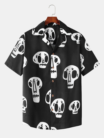 All Over Skull Print Revere Shirts