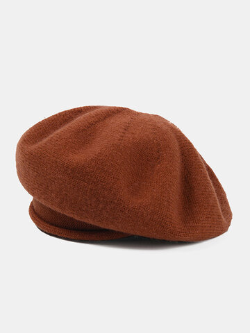 Women Wool Knitted Solid Beret