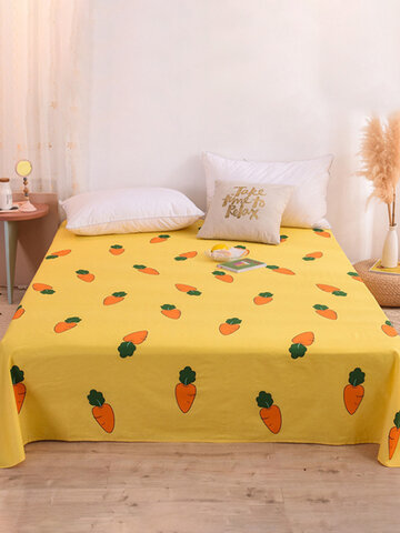Petites draps simples de chambre à coucher à imprimé carottes pur coton frais