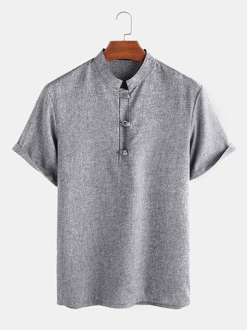 Solidd Chinese Button V-Ausschnitt Henley-Hemd