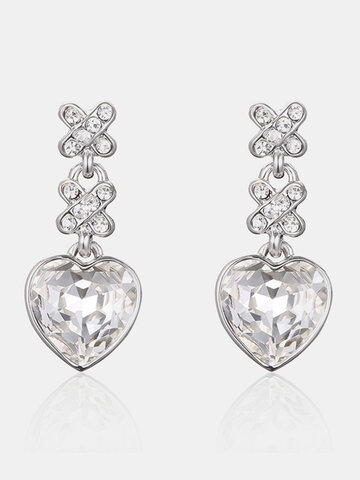 Sweet Heart Earrings Tassel Rhinestone Crustal Earrings