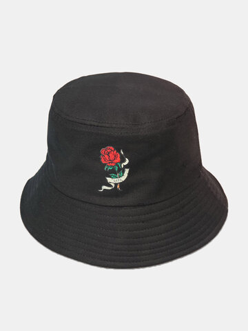 Unisex Solid Color Red Rose Bucket Hat