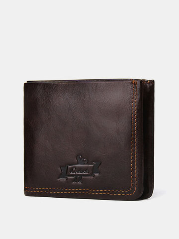 Genuine Leather Short Zipper Wallet Coin Bag For Men