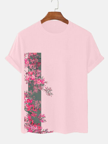 Floral Print Colorblock T-Shirts