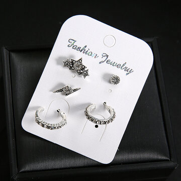 5 Pcs Fashion Crystal Stars Earrings