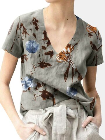 Kurzärmliges T-Shirt mit Blumendruck