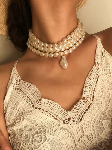 Pearl Beaded Multilayer Necklace