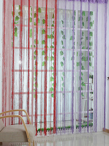 String Door Curtain Bead Silver Ribbon Doorway Room Dividers Window Panel Tassel 