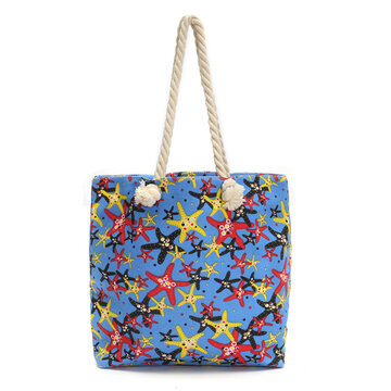 Reusable Starfish Canvas Shoulder Bag Travel Shopping Tote Handbag