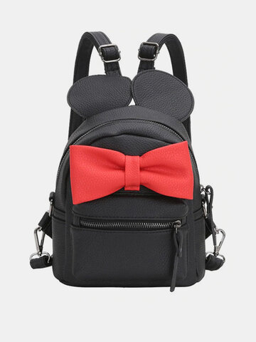 Women Contrast Bow Tie Backpack Multi-function Crossbody Bag