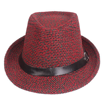 Solid Woven Belt Decorative Jazz Hat