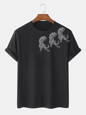 T-shirt con stampa tigre monocromatica