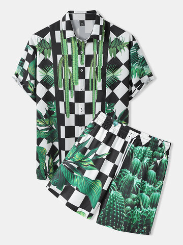 Checkered Cactus Print Holiday Co-ords