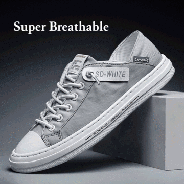 Men White Sneakers Lace Up Comfy Skateboard Trainers