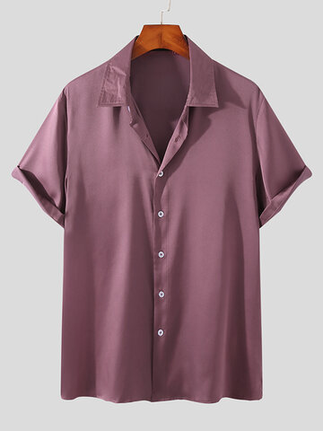 Men Shiny Casual Short-sleeved Shirt