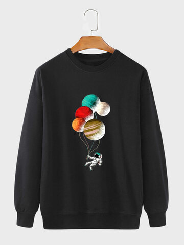 Sweatshirts mit Planet-Astronauten-Print