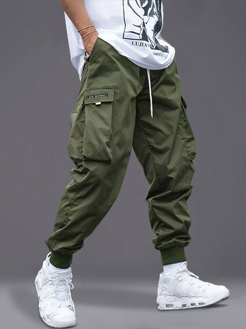 Solid Casual Cargo Pants