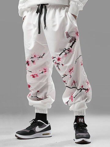 Pantalon à cordon à fleurs japonaises