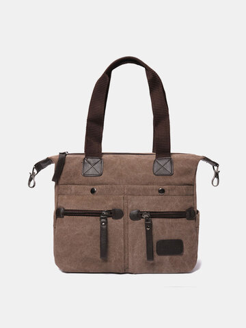 Ekphero Men Casual Canvas Multi-Pocket Portable Handbags