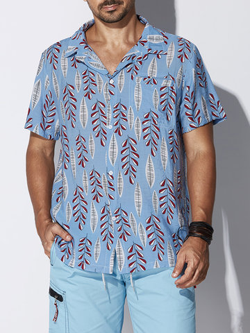 

Forest Tropical Hawaiian Printing Shirt, Light blue