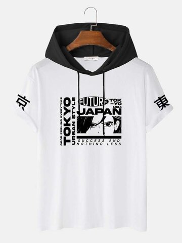 Tokyo Anime Print Hooded T-Shirts