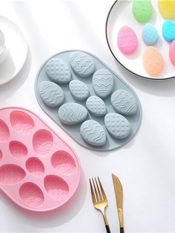 10-holes Easter Eggs DIY Cake Pudding Mould Reuseable Flexible Non-sticky Silicone Home Handmake Baking Hoilday Food Mold Bakeware
