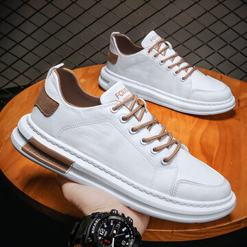 Men Brief Patchwork Lace-up Round Toe Hard Wearing Breathable Canvas Shoes
