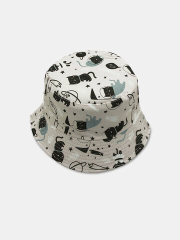 JASSY Unisex Cotton Polyester Cat Space Star Print Bucket Cap