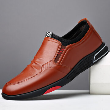 Men Comfy Cowhide Leather Business Casual Shoes