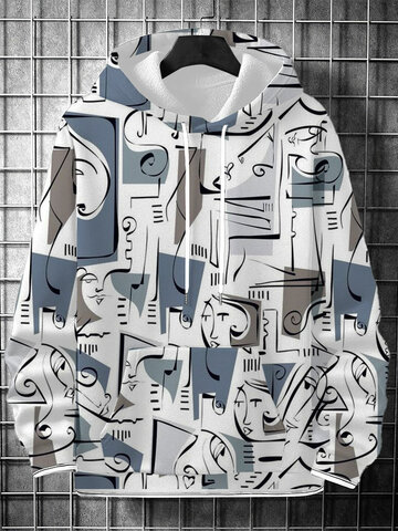 Abstract Face Geo Print Hoodies