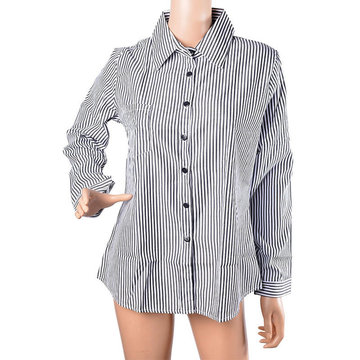 

Europe And The United States Season Women's Hot Sale Large Size Loose Vertical Stripes Long-sleeved Shirt Women