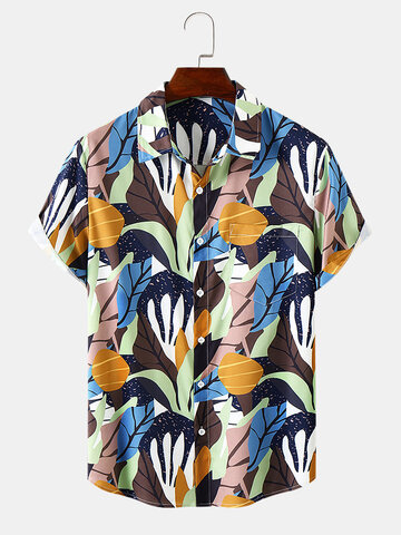 Leaves Multicolor Chest Pocket Shirts