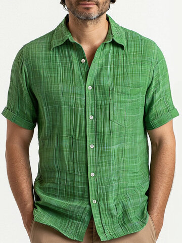Solid Chest Pocket Casual Shirts
