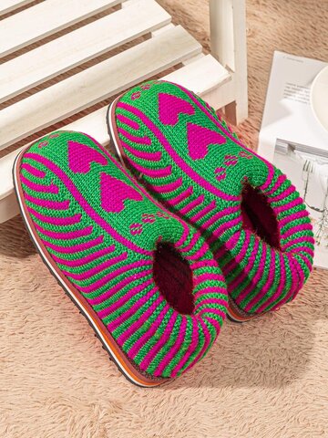 Striped Wool Knitted Home Shoes