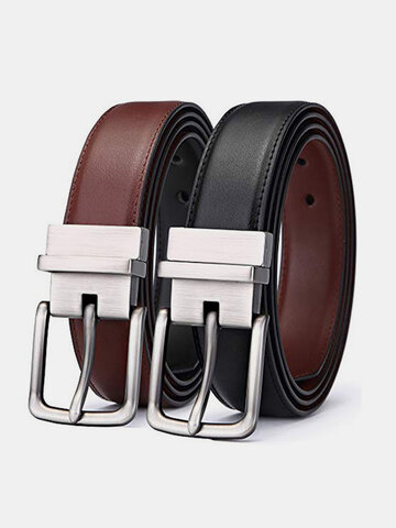 Hot Sale Belt Men's Leather Casual Two-side Rotating Pin Buckle Belt Professional