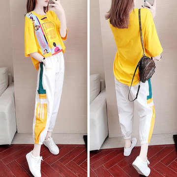 

Casual Sports Suits, Women's Season, New Fashion, Foreign-style, Slim, Hong Kong-flavored Trousers, Two-piece Suit