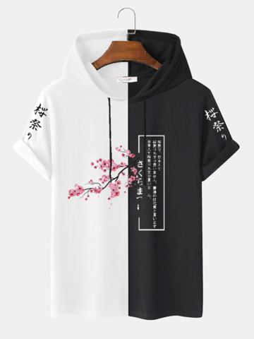 Two Tone Sakuras Print T-Shirts
