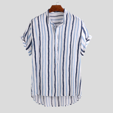 

Mens Freshness Striped Printed Henley Shirts