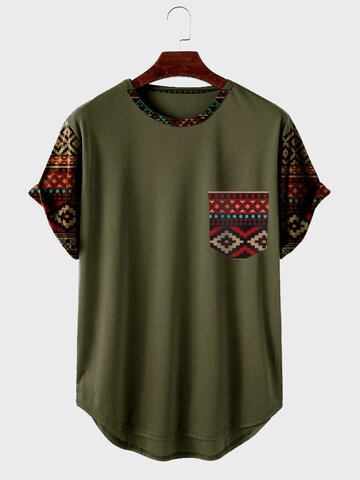 Camisetas con bolsillo y patchwork geométrico