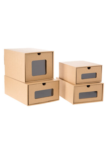 Drawer Type Kraft Shoes Collection Moving Box Transparent Shoes Box Storage Case