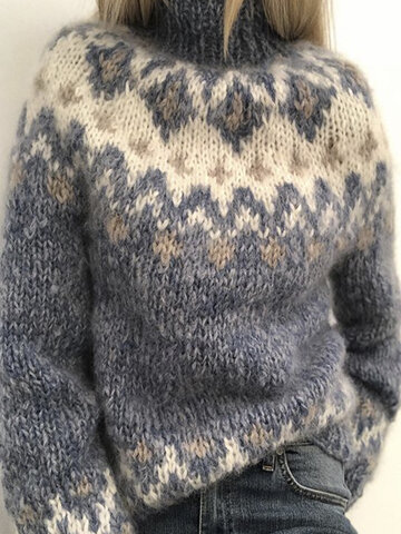 Printed Pullover Knit Sweater