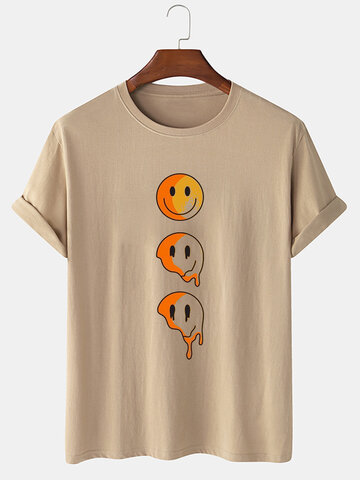 Drip Smile Face Print T-Shirts
