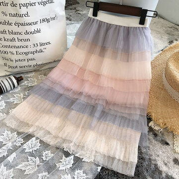 Girls Layered Long Skirt For 3Y-11Y