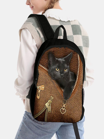Large Capacity Cat Striped Pattern Printing Backpack