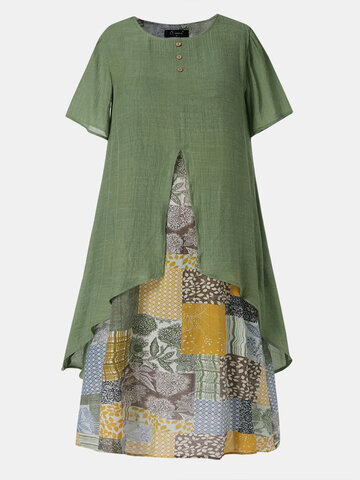 Summer Vintage Print Maxi Dress
