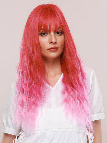 Pink Long Curly Hair Wig