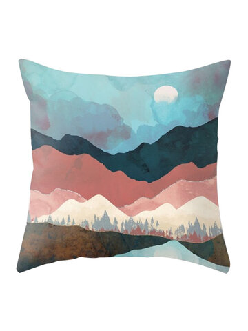Modern Abstract Landscape Moon Linen Cushion Cover Home Sofa Throw Pillowcases Home Decor